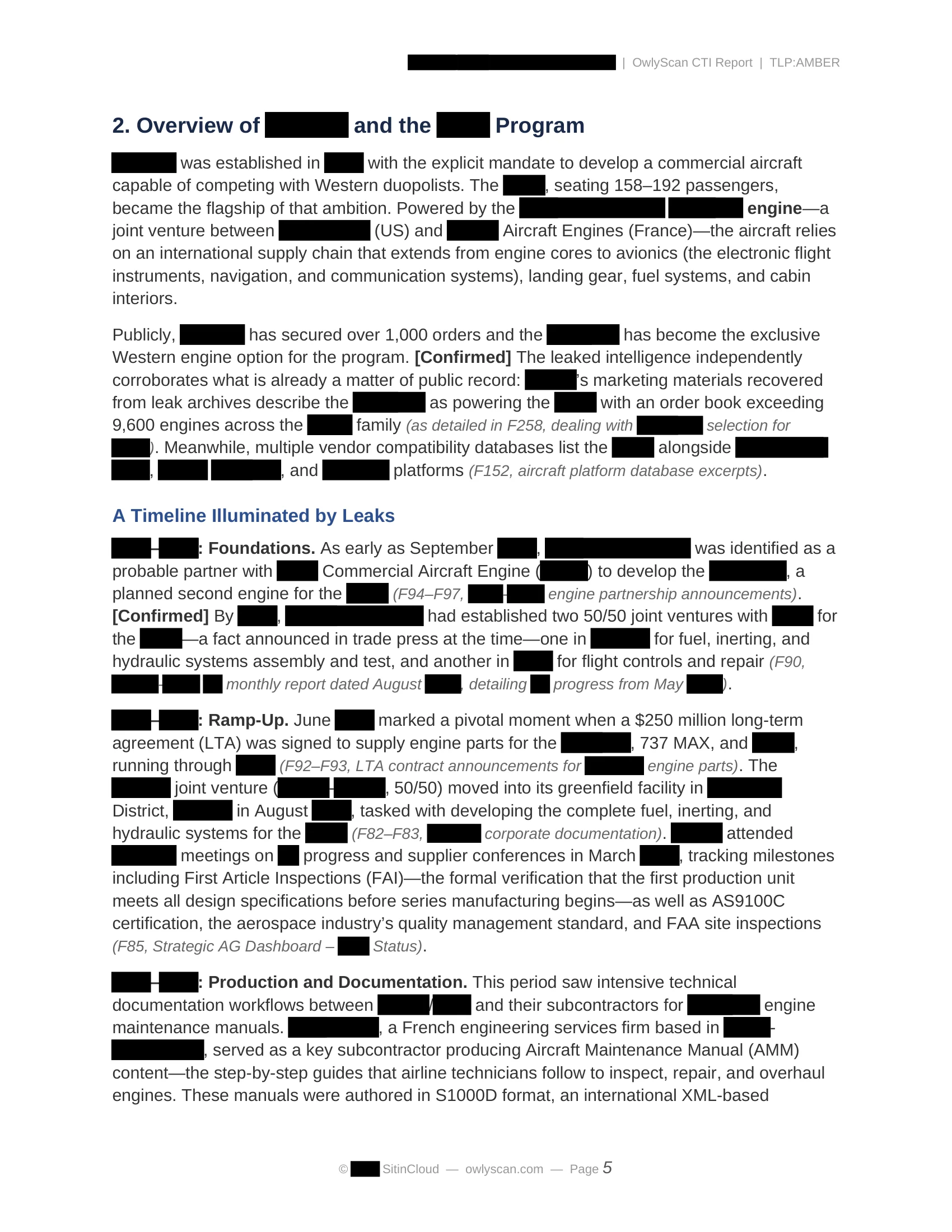 Redacted intelligence report overview page
